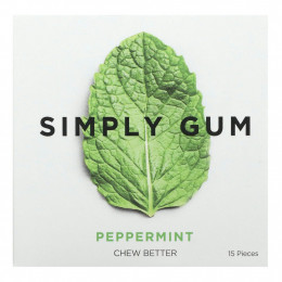 Simply Gum, Chewing Gum, Peppermint, 15 Pieces