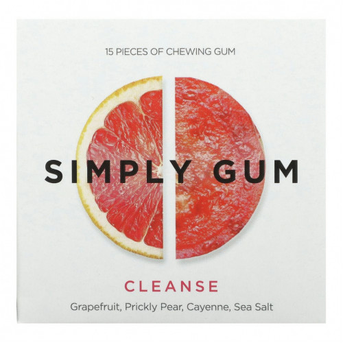 Simply Gum, Жевательная резинка, очищающее средство, грейпфрут, опунция, кайенский перец, морская соль`` 15 шт.