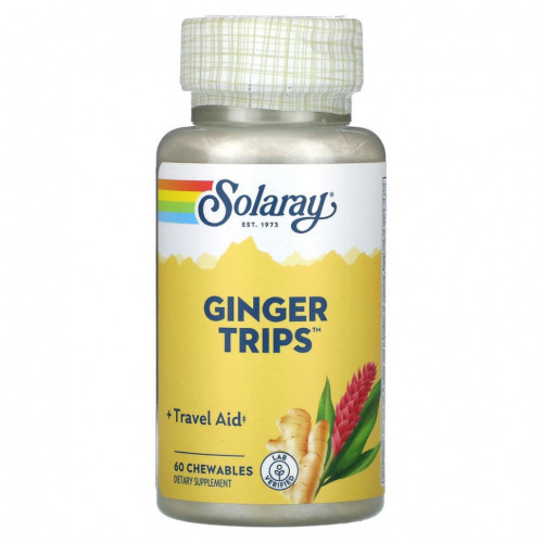 Solaray, Ginger Trips, 60 жевательных таблеток