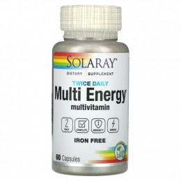 Solaray, Multi Energy Multivitamin, без железа, 2 раза в день, 60 капсул