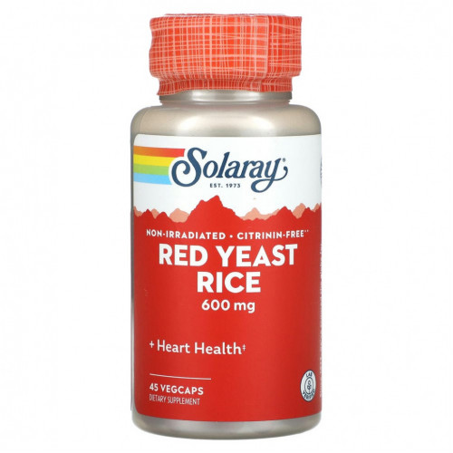 Solaray, Red Yeast Rice, 600 mg, 45 VEGCAPS