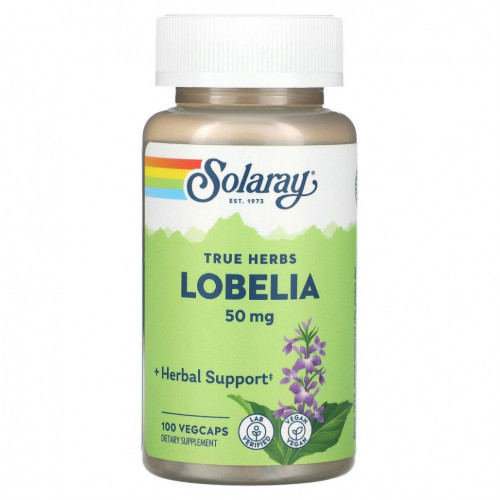 Solaray, True Herbs, Lobelia, 50 mg , 100 VegCaps