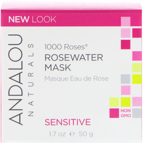 Andalou Naturals, 1000 Roses, косметическая маска с розовой водой, для чувствительной кожи, 50 г (1,7 унции)