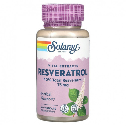 Solaray, Vital Extracts, Resveratrol, 75 mg, 60 VegCaps