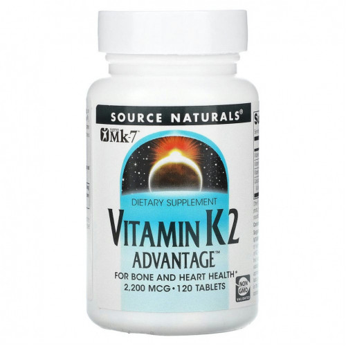 Source Naturals, Vitamin K2 Advantage, 2200 мкг, 120 таблеток