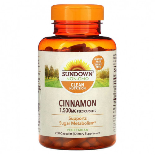 Sundown Naturals, Корица, 500 мг, 200 капсул