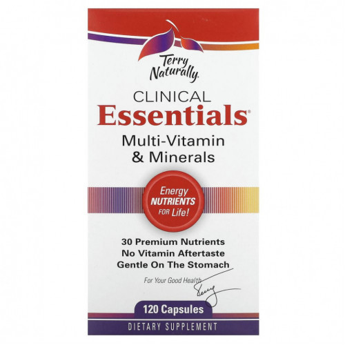 Terry Naturally, Clinical Essentials, мультивитамины и минералы, 120 капсул