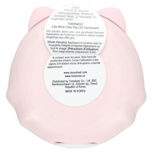 Tony Moly, Cat's Wink Clear Pact, 03 полупрозрачный, 8 г (0,28 унции)