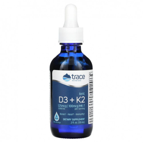 Trace Minerals ®, Ионные D3 + K2`` 59 мл (2 жидк. Унции)