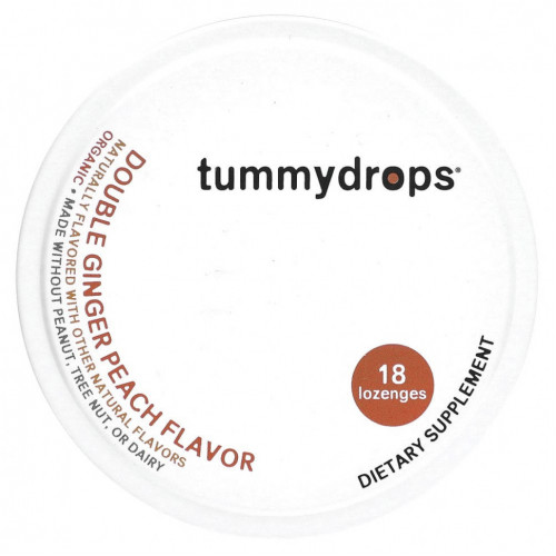 Tummydrops, Леденцы с двойным имбирем, персик, 18 леденцов