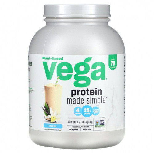 Vega, Plant-Based Protein Made Simple, ваниль, 4 фунта (0,1 унции)