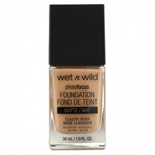 wet n wild, PhotoFocus Foundation, классический бежевый, матовый, 30 мл (1,0 жидк. Унции)