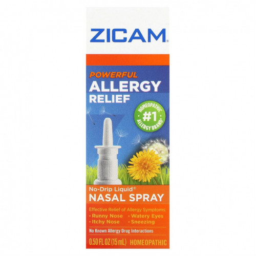 Zicam, Powerful Allergy Relief, жидкий спрей для носа без капель, 15 мл (0,50 жидк. Унции)