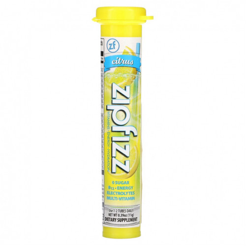 Zipfizz, Смесь для энергетических напитков, цитрус, 20 тюбиков, 11 г (0,39 унции)