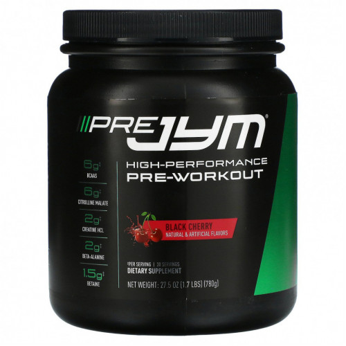 JYM Supplement Science, Pre JYM, высокоэффективное средство перед тренировкой, с вишней, 780 г (1,7 фунта)