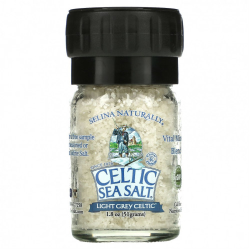 Celtic Sea Salt, Light Grey Celtic, кельтская соль, смесь жизненно важных минералов, мини-мельница для соли, 51 г (1,8 унции)