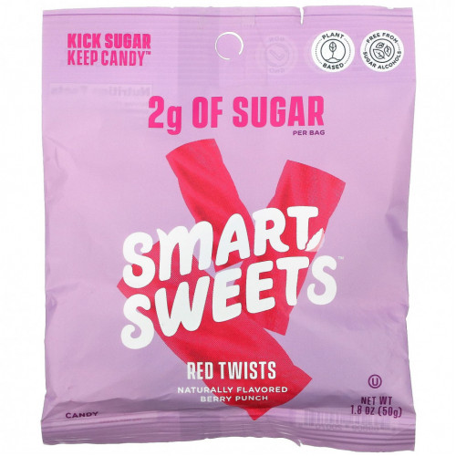 SmartSweets, Red Twists, ягодный пунш, 50 г (1,8 унции)