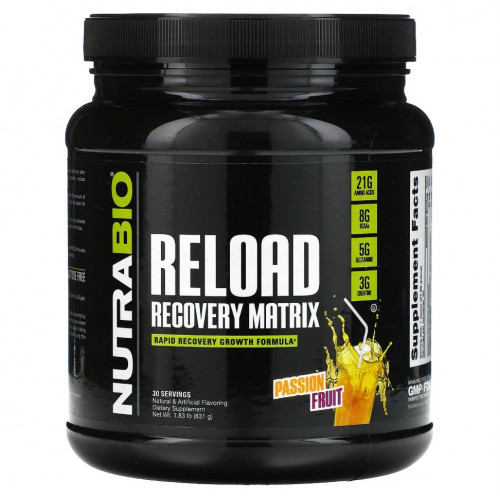 NutraBio Labs, Reload Recovery Matrix, маракуйя, 1,83 фунта (831 г)