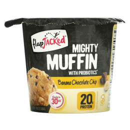 FlapJacked, Mighty Muffin, смесь для приготовления кексов, с пробиотиками, банан с шоколадной крошкой, 55 г (1,97 унции)