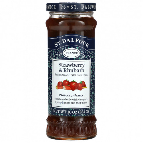 St. Dalfour, Strawberry & Rhubarb, Deluxe Strawberry & Rhubarb Spread, 10 oz (284 g)