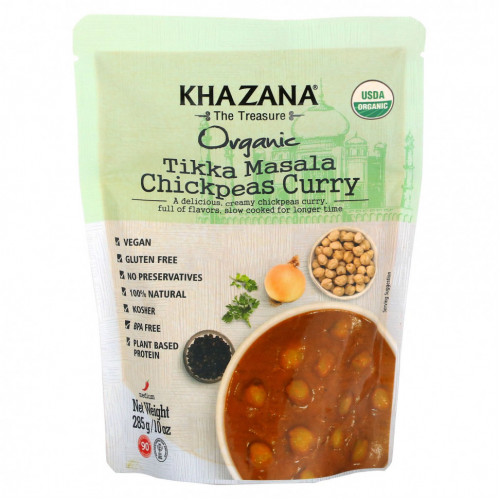 Khazana, Органическое карри с нутом Tikka Masala, средний вкус, 285 г (10 унций)