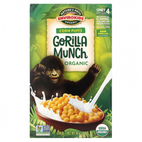 Nature's Path, EnviroKidz, снеки Puffs из органической кукурузы Gorilla Munch, 284 г (10 унций)