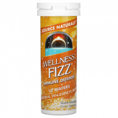 Source Naturals, Wellness Fizz, с натуральным вкусом мандарина, 10 шипучих таблеток