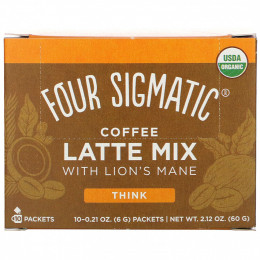 Four Sigmatic, Think, смесь кофе латте с ежовиком гребенчатым, 10 пакетиков по 6 г (0,21 унции)