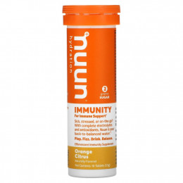 Nuun, Hydration, Immunity, Шипучая добавка для иммунитета, апельсин и цитрус, 10 таблеток