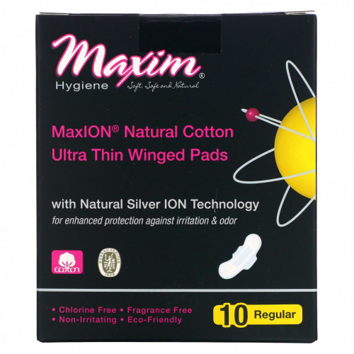 Maxim Hygiene Products, ультратонкие прокладки с крылышками, с технологией Natural Silver ION, обычные, 10 шт.