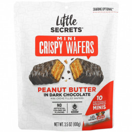 Little Secrets, Mini Crispy Wafers, арахисовая паста в темном шоколаде, 10 штук в индивидуальной упаковке, 100 г (3,5 унции)