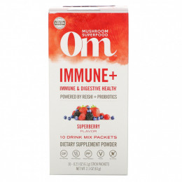 Om Mushrooms, Immune +, для здоровья иммунной и пищеварительной систем, Superberry, 10 пакетиков по 6,1 г (0,21 унции)