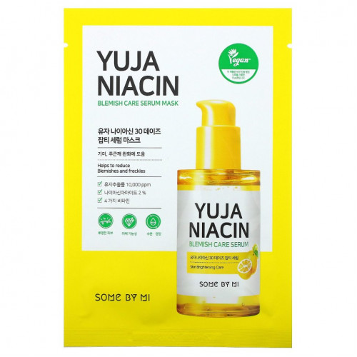 Some By Mi, Yuja Niacin, Blemish Care Serum Mask, 10 Sheets, 0.88 oz (25 g) Each