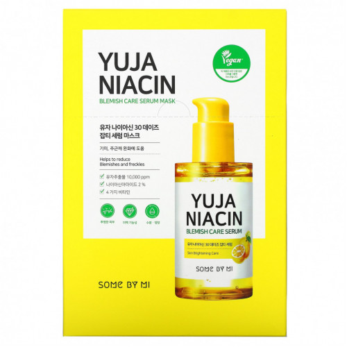 Some By Mi, Yuja Niacin, Blemish Care Serum Mask, 10 Sheets, 0.88 oz (25 g) Each