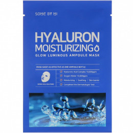 Some By Mi, Hyaluron Moisturizing, увлажняющая тканевая маска с гиалуроновой кислотой для сияния кожи, 10 шт. по 25 г