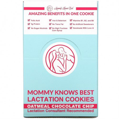 Mommy Knows Best, Lactation Cookies, печенье с овсяно-шоколадной крошкой, 10 шт., 57 г (2 унции) каждое