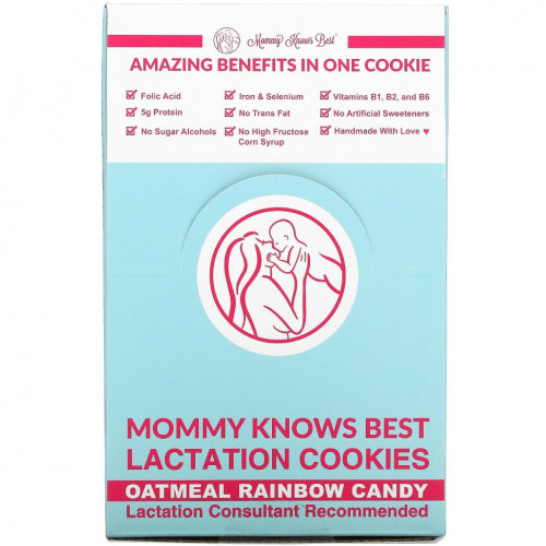 Mommy Knows Best, Lactation Cookies, овсяные радужные конфеты, 10 штук по 2 унции