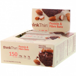 Think !, High Protein Bars, Chocolate Almond Brownie, 10 Bars, 1.41 oz (40g) Each