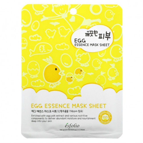 Esfolio, Тканевая маска для лица Egg Essence, 10 шт., 25 мл (0,85 жидк. Унции)