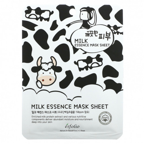 Esfolio, Milk Essence Beauty Тканевая маска, 10 листовых масок, 25 мл (0,85 жидк. Унции)