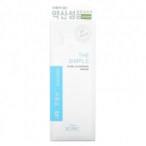 Scinic, The Simple Pure Cleansing Water, pH 5,5, 300 мл (10,14 жидк. Унции)