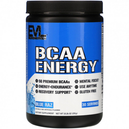 EVLution Nutrition, BCAA ENERGY, голубая малина, 291 г (10,26 унции)