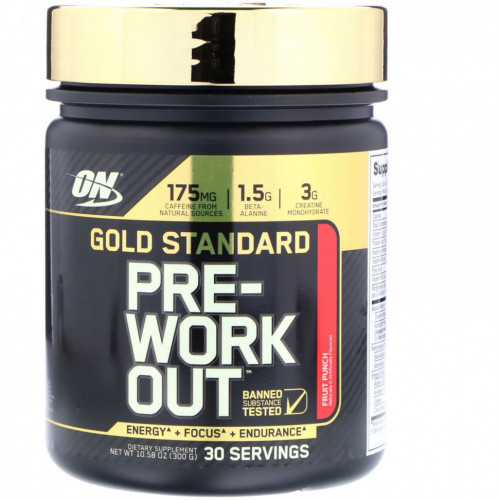 Optimum Nutrition, Gold Standard, предтренировочный комплекс, фруктовый пунш, 300 г (10,58 унции)