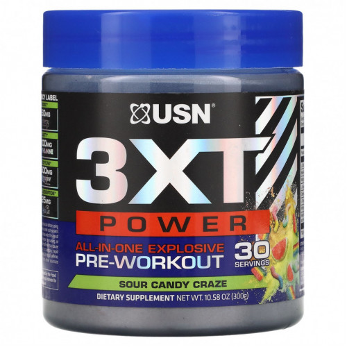 USN North America, Inc., All-in-One Explosive Pre-Workout, Sour Candy Craze, 300 г (10,58 унции)