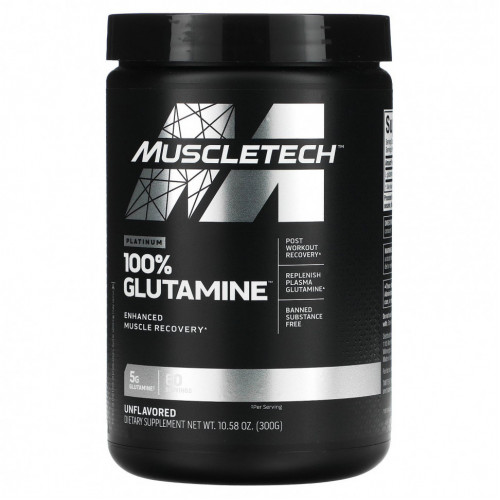 Muscletech, Essential Series, Platinum 100%, глютамин, без добавок, 5 г, 300 г (10,58 унции)