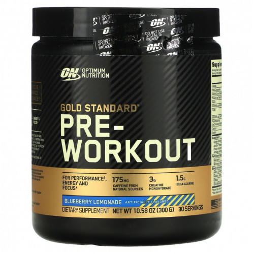 Optimum Nutrition, Gold Standard Pre-Workout, со вкусом голубики и лимонада, 300 г (10,58 унции)