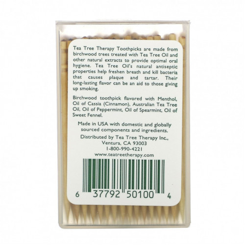 Tea Tree Therapy, Зубочистки Tea Tree TherapyToothpicks, мятные, примерно 100 штук