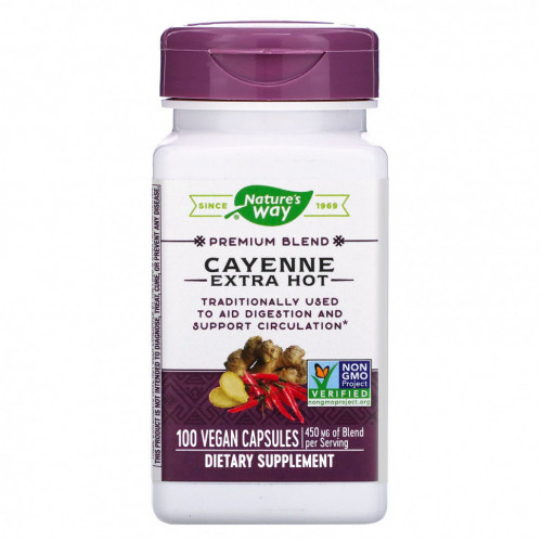 Nature's Way, Cayenne Extra Hot, 100 веганских капсул