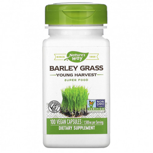 Nature's Way, Barley Grass, Young Harvest, 500 мг, 100 веганских капсул