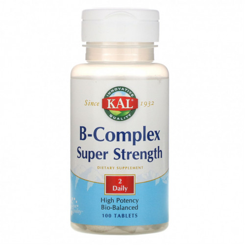 KAL, B-Complex Super Strength, 100 таблеток